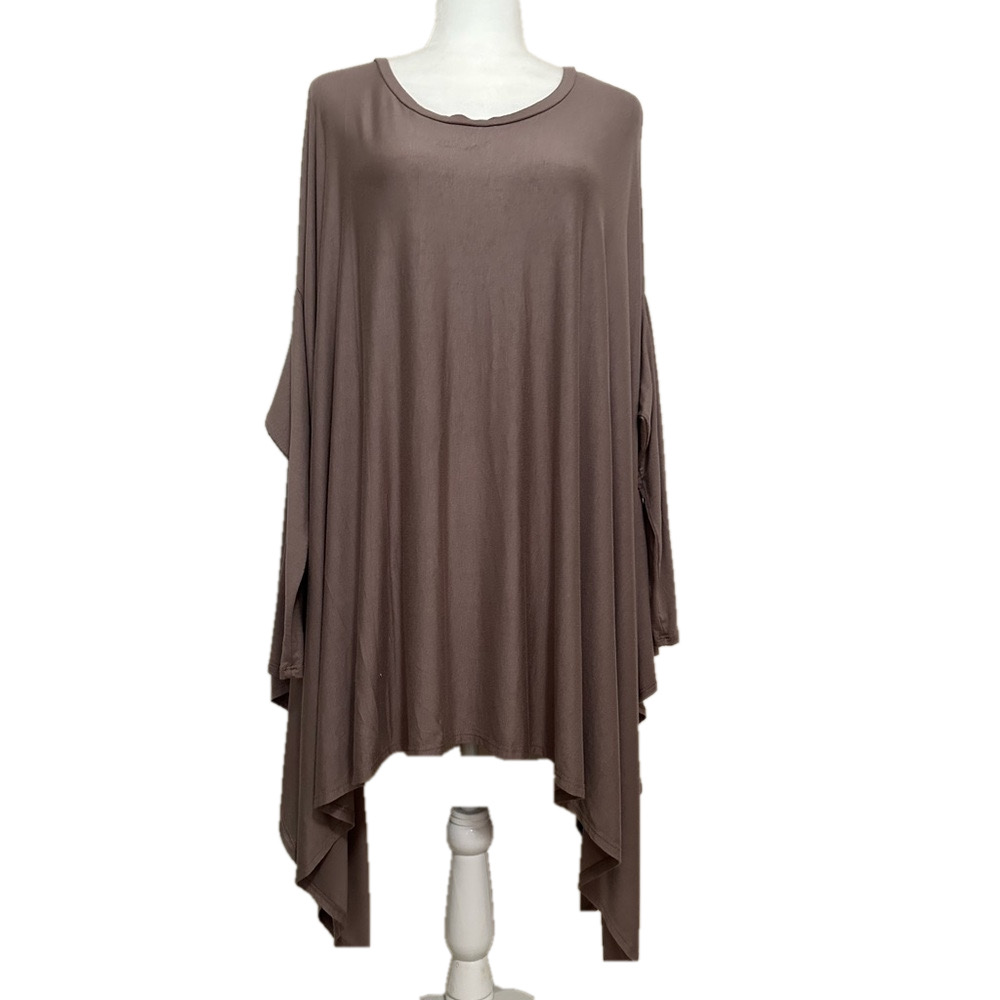 Got Style USA Flowy Brown Sharkbite Tunic Top
